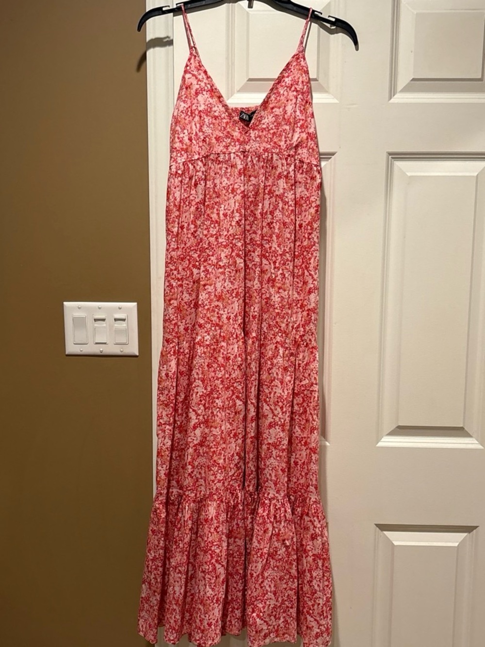 Zara Coral and White Printed Sundress